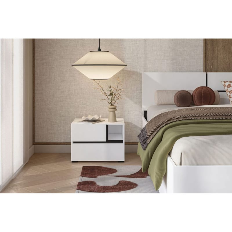 Sängbord Cross S med 2 lådor - Vit - Möbler - Bord & matgrupp - Avlastningsbord & sidobord - Sängbord & nattduksbord