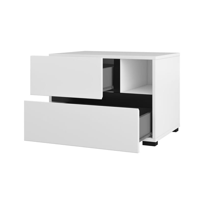 Sängbord Cross S med 2 lådor - Vit - Möbler - Bord & matgrupp - Avlastningsbord & sidobord - Sängbord & nattduksbord