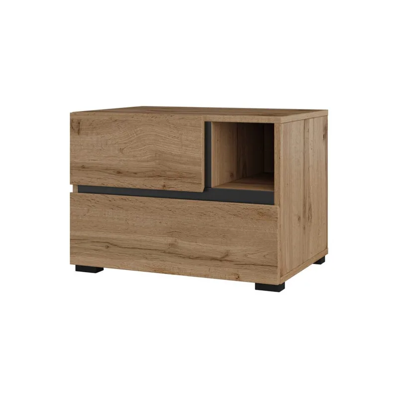 Sängbord Cross S med 2 lådor, Wotan Ek