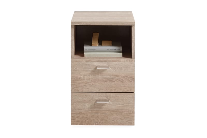 Sängbord Dulcinia 35 cm med Förvaring 2 Lådor + Hylla - Grå/Beige - Sängbord & nattduksbord