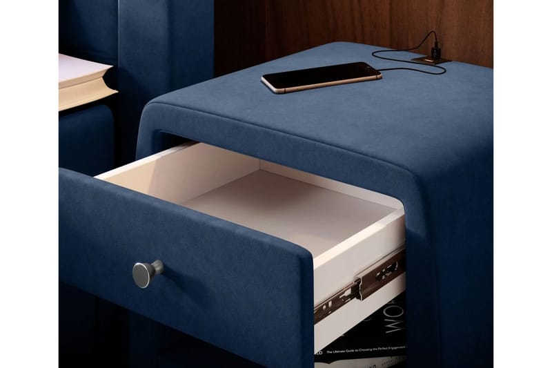 Sängbord Evander 48 cm med Förvaring Låda - Blå - Sängbord & nattduksbord