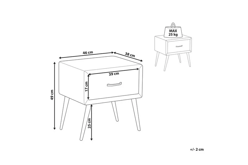 Sängbord Flayat Beige, guld, roséguld - Beige, guld, roséguld - Möbler - Bord & matgrupp - Avlastningsbord & sidobord - Sängbord & nattduksbord