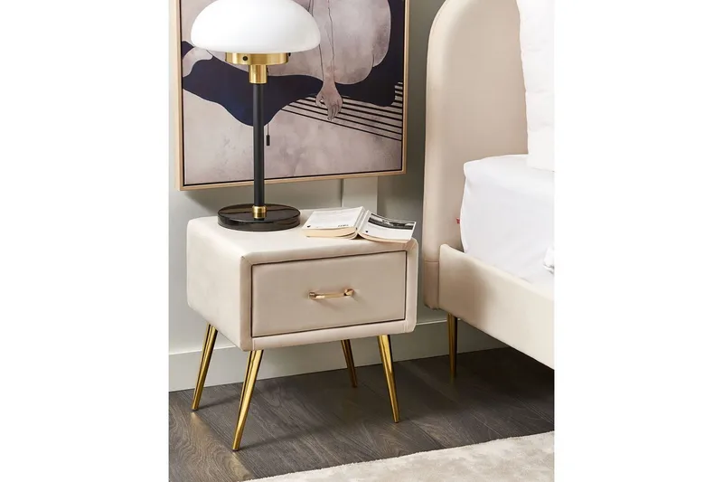 Sängbord Flayat Beige, guld, roséguld - Beige, guld, roséguld - Möbler - Bord & matgrupp - Avlastningsbord & sidobord - Sängbord & nattduksbord