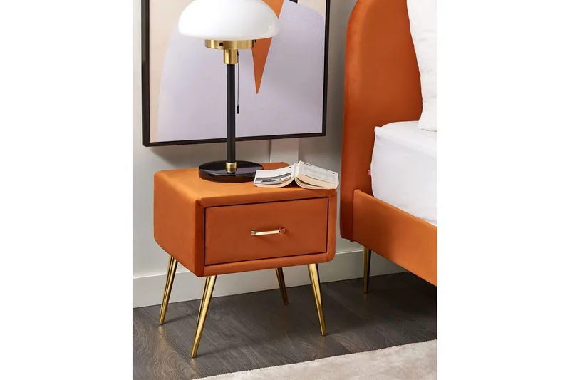 Sängbord Flayat Orange, guld - Orange, guld - Möbler - Bord & matgrupp - Avlastningsbord & sidobord - Sängbord & nattduksbord