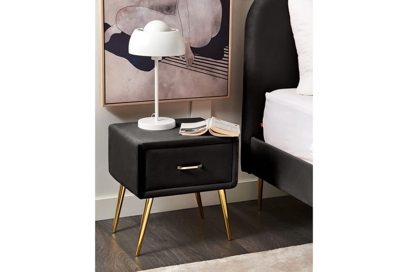 Sängbord Flayat Svart, guld - Svart, guld - Möbler - Bord & matgrupp - Avlastningsbord & sidobord - Sängbord & nattduksbord