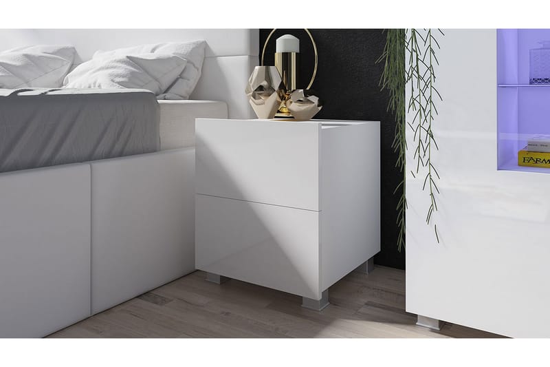 Sängbord Frick 40 cm med Förvaring - Vit - Sängbord & nattduksbord