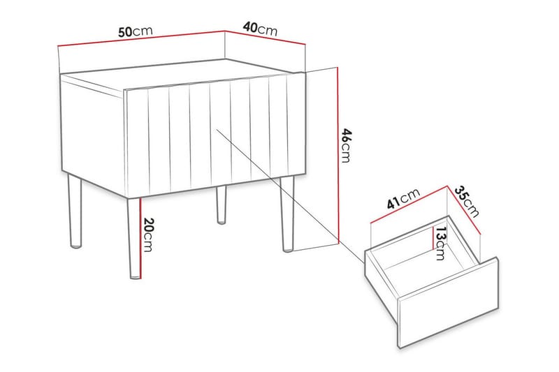 Sängbord Glenndale 50 cm - Svart - Sängbord & nattduksbord