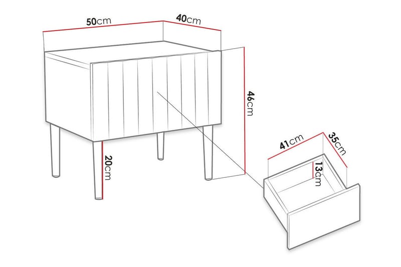 Sängbord Glenndale 50 cm - Vit - Sängbord & nattduksbord