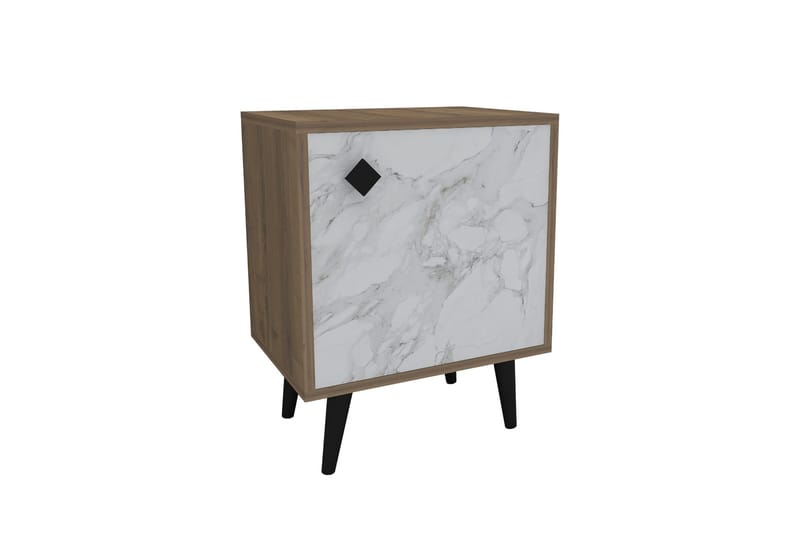 Sängbord Hastikoz 45x35 cm Brun/Vit - Hanah Home - Möbler - Bord & matgrupp - Avlastningsbord & sidobord - Sängbord & nattduksbord