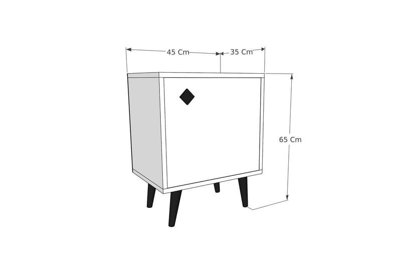 Sängbord Hastikoz 45x35 cm Vit/Brun - Hanah Home - Möbler - Bord & matgrupp - Avlastningsbord & sidobord - Sängbord & nattduksbord