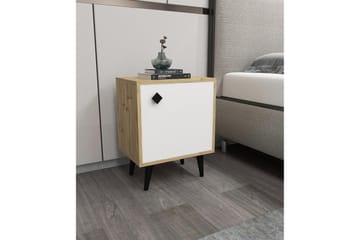 Sängbord Hastikoz 45x35 cm Vit/Brun - Hanah Home - Möbler - Bord & matgrupp - Avlastningsbord & sidobord - Sängbord & nattduksbord
