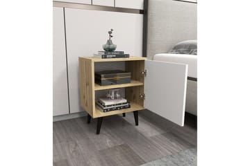 Sängbord Hastikoz 45x35 cm Vit/Brun - Hanah Home - Möbler - Bord & matgrupp - Avlastningsbord & sidobord - Sängbord & nattduksbord