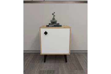 Sängbord Hastikoz 45x35 cm Vit/Brun - Hanah Home - Möbler - Bord & matgrupp - Avlastningsbord & sidobord - Sängbord & nattduksbord