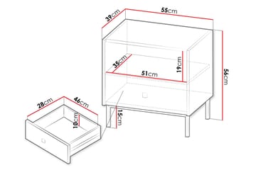 Sängbord Hermann 55 cm - Vit - Möbler - Bord & matgrupp - Avlastningsbord & sidobord - Sängbord & nattduksbord