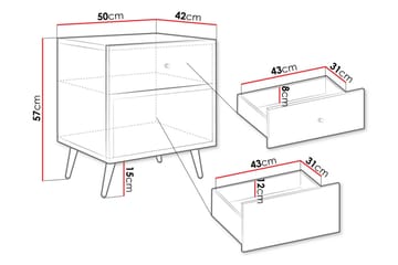 Sängbord Hester 50 cm - Sand beige - Möbler - Bord & matgrupp - Avlastningsbord & sidobord - Sängbord & nattduksbord