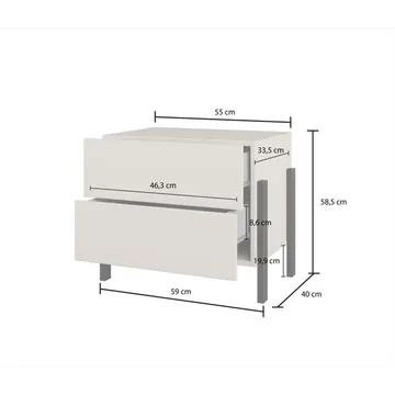 Sängbord Jukon S med 2 Lådor - Möbler - Bord & matgrupp - Avlastningsbord & sidobord - Sängbord & nattduksbord