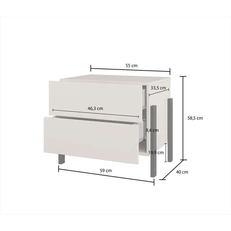 Sängbord Jukon S med 2 Lådor - Möbler - Bord & matgrupp - Avlastningsbord & sidobord - Sängbord & nattduksbord
