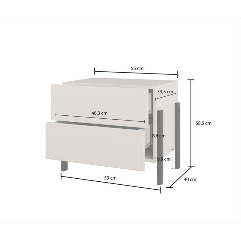 Sängbord Jukon S med 2 Lådor - Möbler - Bord & matgrupp - Avlastningsbord & sidobord - Sängbord & nattduksbord