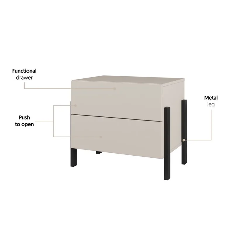Sängbord Jukon S med 2 Lådor - Möbler - Bord & matgrupp - Avlastningsbord & sidobord - Sängbord & nattduksbord