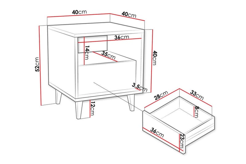 Sängbord Kintore 40 cm - Brun - Sängbord & nattduksbord