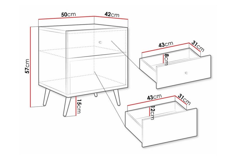 Sängbord Kintore 50 cm - Svart - Sängbord & nattduksbord