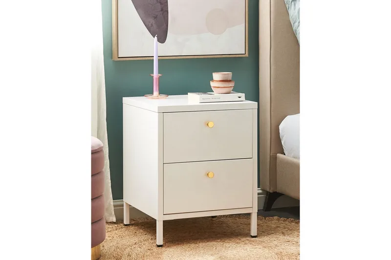 Sängbord Kylea Vitt, guld - Vitt, guld - Möbler - Bord & matgrupp - Avlastningsbord & sidobord - Sängbord & nattduksbord