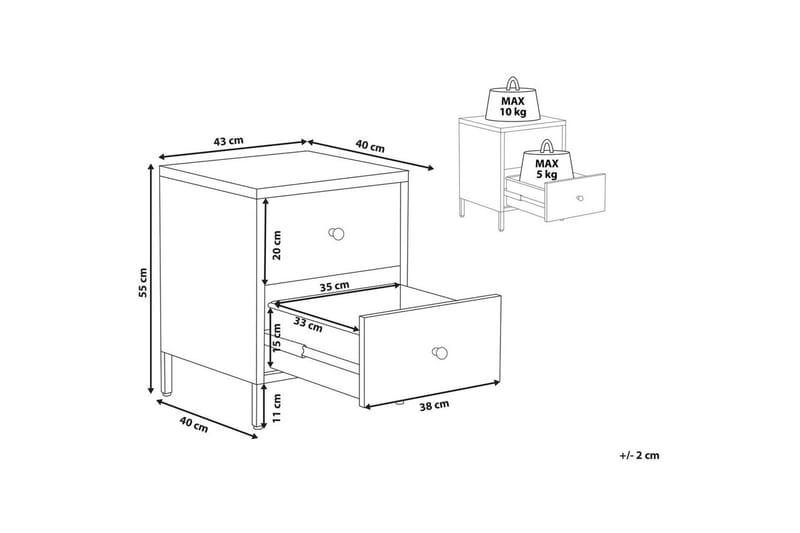 Sängbord Kylea Vitt, guld - Vitt, guld - Möbler - Bord & matgrupp - Avlastningsbord & sidobord - Sängbord & nattduksbord