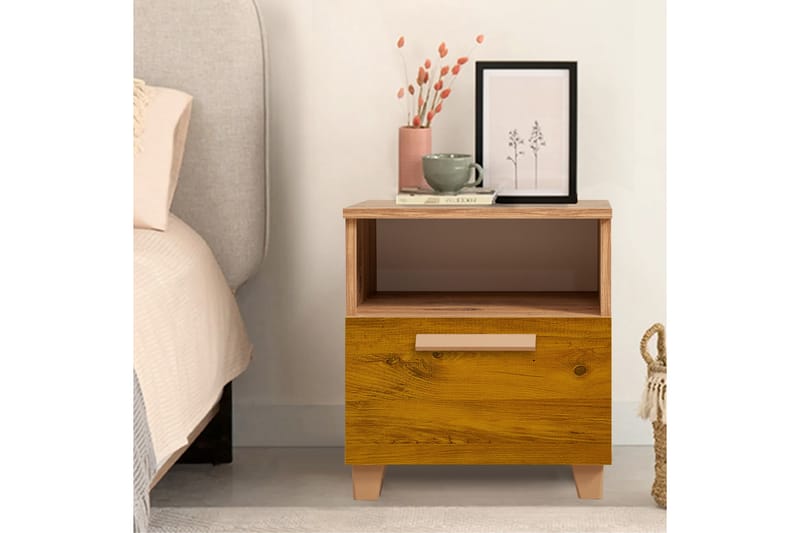Sängbord Leva 45x40 cm Brun - Hanah Home - Möbler - Bord & matgrupp - Avlastningsbord & sidobord - Sängbord & nattduksbord
