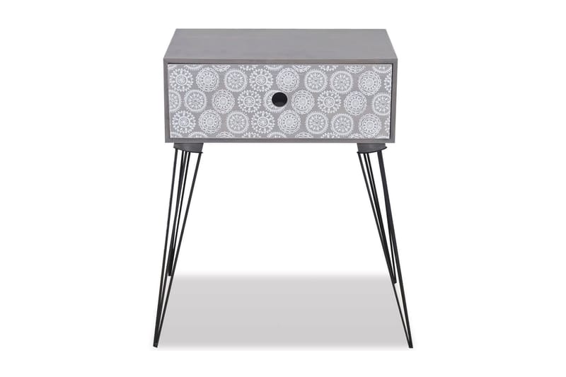 Sängbord med 1 låda rektangulär grå - Grå - Sängbord & nattduksbord
