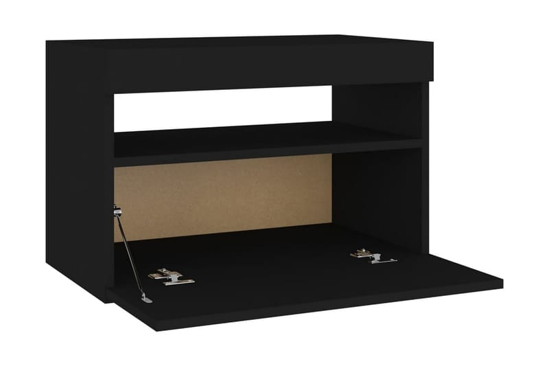 Sängbord med LED-belysning 2 st svart 60x35x40 cm spånskiva - Svart - Sängbord & nattduksbord