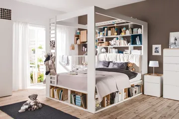 4You Sängbord 41 cm med Förvaring Vit/Natur - VOX - Möbler - Bord & matgrupp - Avlastningsbord & sidobord - Sängbord & nattduksbord