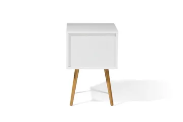 Alabama Smalt Kvadratiskt Sängbord 40 cm med Förvaring och Lådor i Trä - Vit - Möbler - Bord & matgrupp - Avlastningsbord & sidobord - Sängbord & nattduksbord