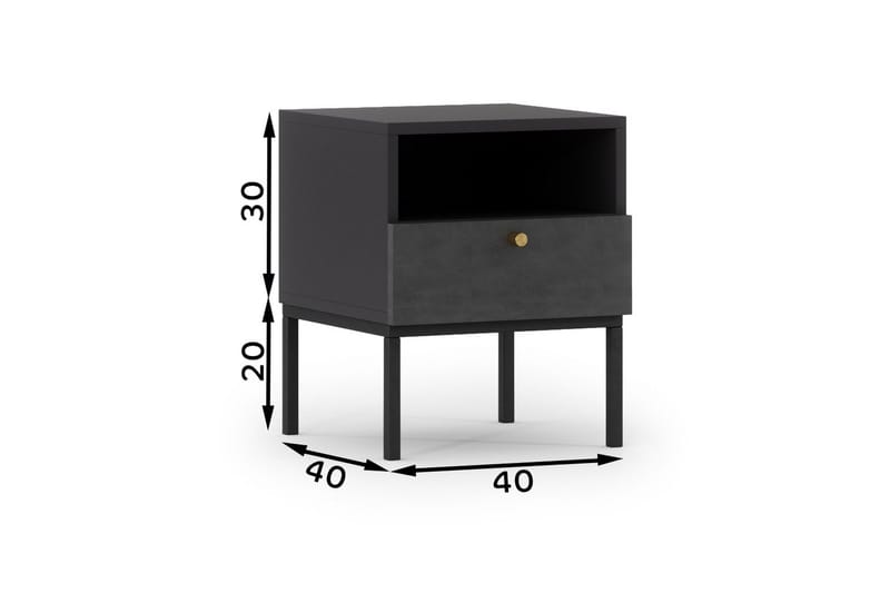 Anjal Sängbord 40 cm - Svart - Möbler - Bord & matgrupp - Avlastningsbord & sidobord - Sängbord & nattduksbord