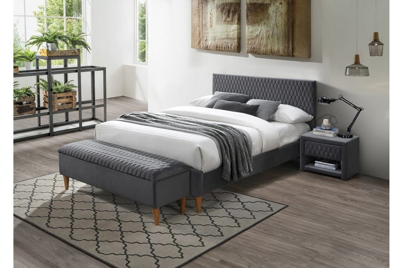 Azurro Sängbord 50 cm - Sammet/Grå - Möbler - Bord & matgrupp - Avlastningsbord & sidobord - Sängbord & nattduksbord