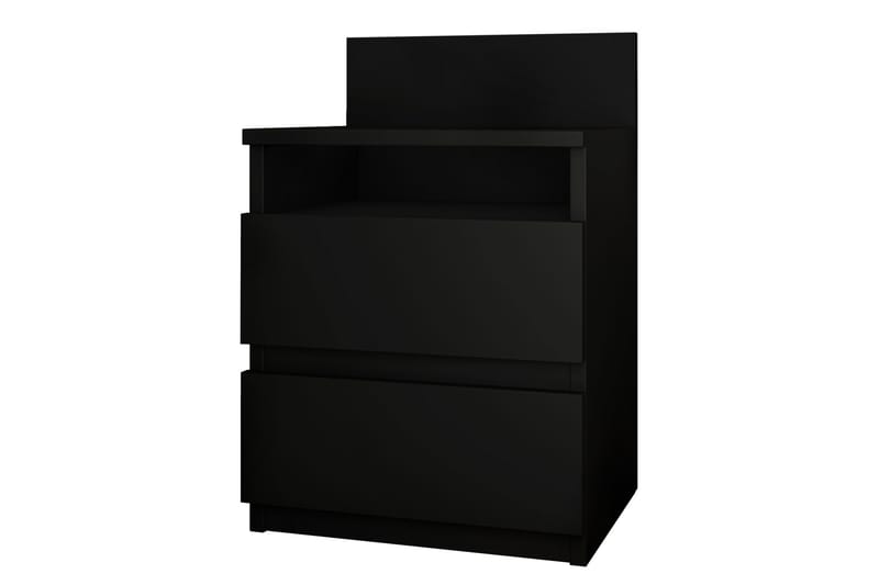 Basildon Sängbord 40 cm med Förvaring 2 Lådor + Hylla, Svart