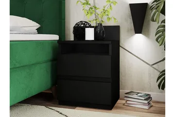 Basildon Sängbord 40 cm med Förvaring 2 Lådor + Hylla - Svart - Möbler - Bord & matgrupp - Avlastningsbord & sidobord - Sängbord & nattduksbord