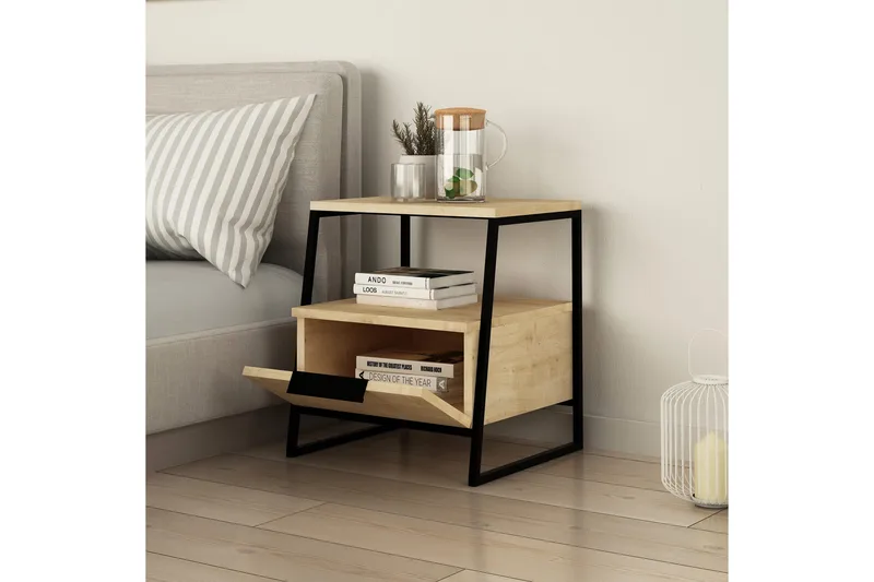 Bodsjö Sängbord 45 cm med Förvaring Hylla + Lucka - Brun - Möbler - Bord & matgrupp - Avlastningsbord & sidobord - Sängbord & nattduksbord