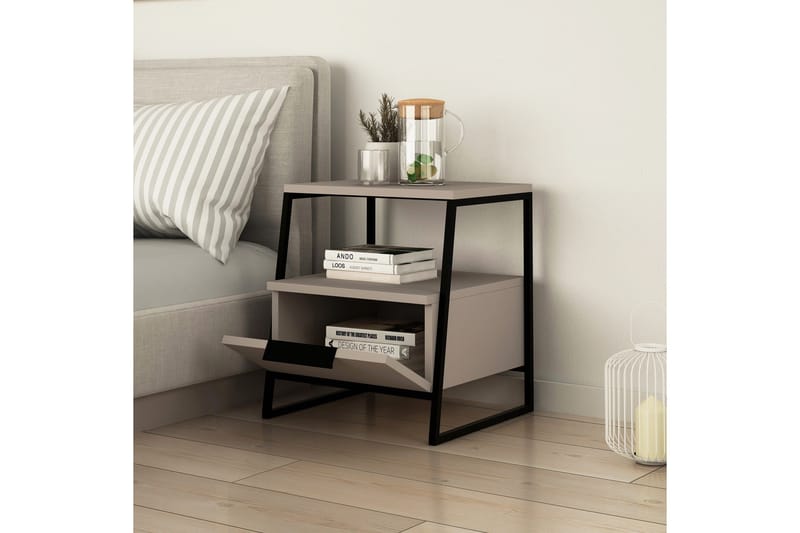 Bodsjö Sängbord 45 cm med Förvaring Hylla + Lucka - Grå - Möbler - Bord & matgrupp - Avlastningsbord & sidobord - Sängbord & nattduksbord