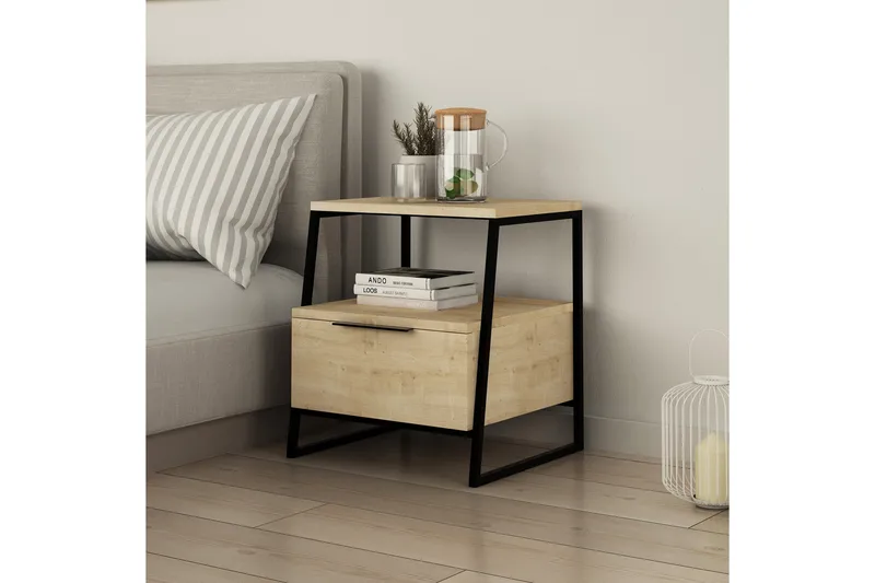 Bodsjö Sängbord 45 cm med Förvaring Hylla + Lucka - Brun - Möbler - Bord & matgrupp - Avlastningsbord & sidobord - Sängbord & nattduksbord