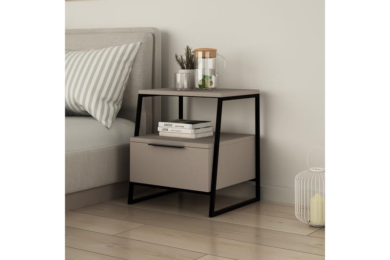 Bodsjö Sängbord 45 cm med Förvaring Hylla + Lucka - Grå - Möbler - Bord & matgrupp - Avlastningsbord & sidobord - Sängbord & nattduksbord