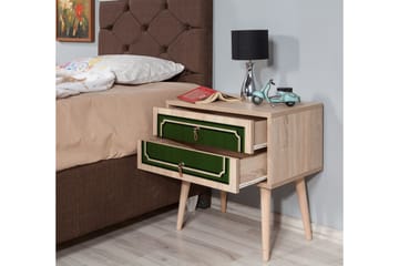 Brokind Sängbord 60 cm med Förvaring 2 Lådor Dekor - Natur/Grön - Möbler - Bord & matgrupp - Avlastningsbord & sidobord - Sängbord & nattduksbord