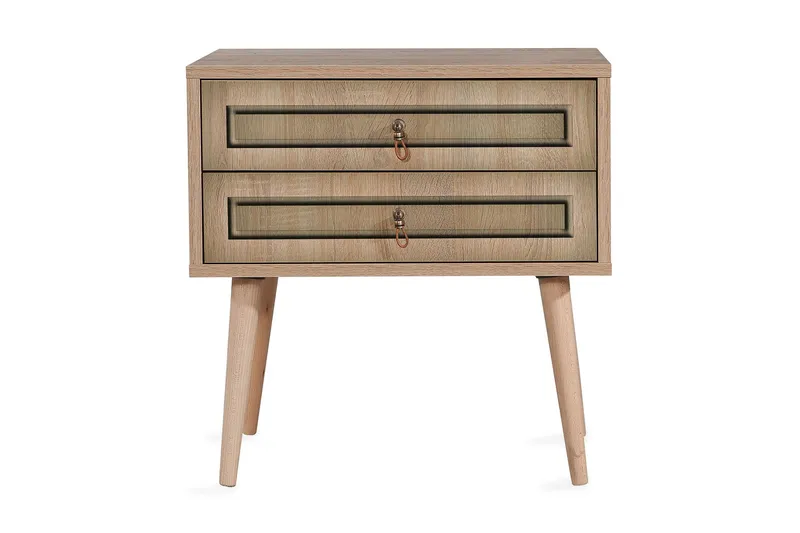Brokind Sängbord 60 cm med Förvaring 2 Lådor - Natur/Brun - Möbler - Bord & matgrupp - Avlastningsbord & sidobord - Sängbord & nattduksbord