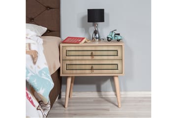 Brokind Sängbord 60 cm med Förvaring 2 Lådor - Natur/Brun - Möbler - Bord & matgrupp - Avlastningsbord & sidobord - Sängbord & nattduksbord