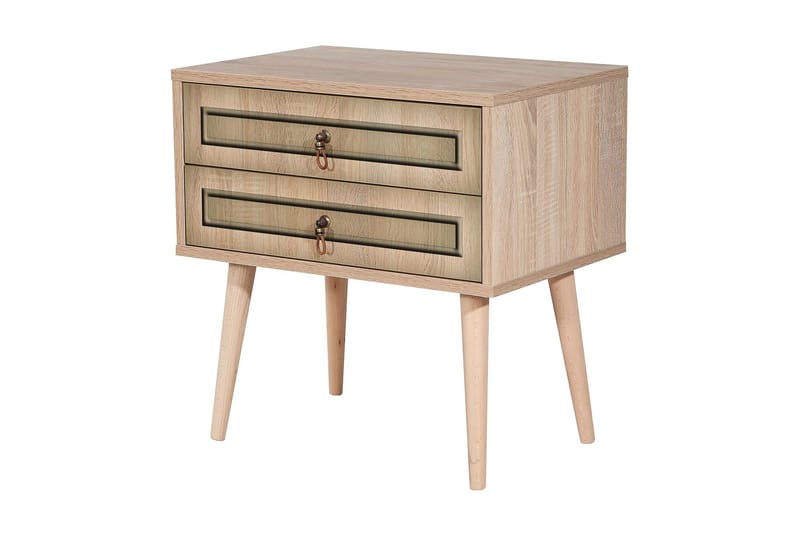Brokind Sängbord 60 cm med Förvaring 2 Lådor - Natur/Brun - Möbler - Bord & matgrupp - Avlastningsbord & sidobord - Sängbord & nattduksbord