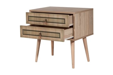 Brokind Sängbord 60 cm med Förvaring 2 Lådor - Natur/Brun - Möbler - Bord & matgrupp - Avlastningsbord & sidobord - Sängbord & nattduksbord