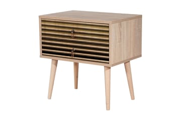 Brokind Sängbord 60 cm med Förvaring 2 Lådor Ränder - Natur - Möbler - Bord & matgrupp - Avlastningsbord & sidobord - Sängbord & nattduksbord