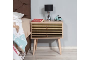 Brokind Sängbord 60 cm med Förvaring 2 Lådor Ränder - Natur - Möbler - Bord & matgrupp - Avlastningsbord & sidobord - Sängbord & nattduksbord