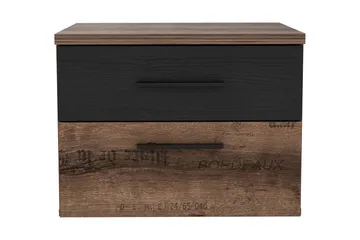 Cannop Sängbord & Nattduksbord 52 cm i Trä med Valnötsutseende, Förvaring med 2 Lådor - Brun/Svart - Möbler - Bord & matgrupp - Avlastningsbord & sidobord - Sängbord & nattduksbord