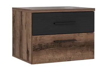 Cannop Sängbord & Nattduksbord 52 cm i Trä med Valnötsutseende, Förvaring med 2 Lådor - Brun/Svart - Möbler - Bord & matgrupp - Avlastningsbord & sidobord - Sängbord & nattduksbord