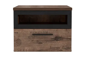 Cannop Sängbord 52 cm i Trä med Valnötsutseende, Förvaring med Låda och Hylla - Brun/Svart - Möbler - Bord & matgrupp - Avlastningsbord & sidobord - Sängbord & nattduksbord